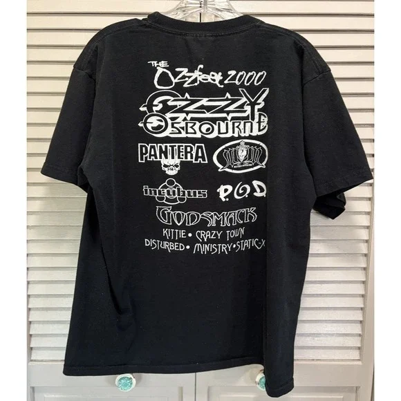 Vintage Ozzfest 2000 Tour Graphic Tshirt Black/White Rock Band Size L Pin Up‎ - Picture 5 of 7